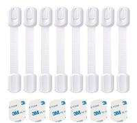 LifenC Adjustable Child Safety Locks, 8 Pack Baby Safety Cupboard Locks,6 Extra Sticker, No Trapped Fingers, Easy Install, No Tools Needed, Child Locks for Kitchen Cupboards, Cabinets, Drawer, Fridge