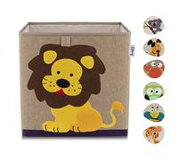 LIFENEY Children's Storage Box with Lion Motif, Toy Box with Animal Motif, Suitable for Cube Shelves, Organiser Box for the Children's Room, Storage Basket Children