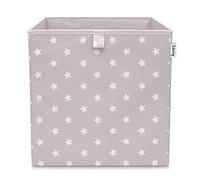 LIFENEY Storage Box with Star Motif in Light Grey, Toy Box with Stars Suitable for Cube Shelves, Organiser Box for the Children's Room, Storage Basket as Accessory, 33 x 33 x 33 cm