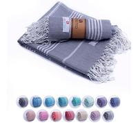 LIFENSTEO Turkish Beach Towel - 40x71 Inch Oversized Sand Resistant Prewashed Cotton Towel - Quick Drying, Compact, Lightweight for Beach, Bath, Pool, Gym, Yoga