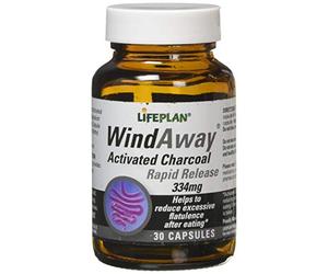 Lifeplan WindAway Rapid Release Activated Charcoal 334mg Supplement - (30 Capsules) - to Help Reduce Excess Flatulence