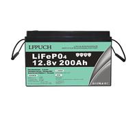 LiFePO4 Battery 12V 200Ah Lithium leisure battery, Lithium Iron Phosphate Battery for Boats, solar systems, etc.