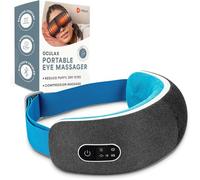 Lifepro Oculax Eye Massager with Enhanced Heat, Air Compression, Vibration & Bluetooth Music - Foldable, Portable & Rechargeable - Relieves Eye Strain & Headaches - Blue