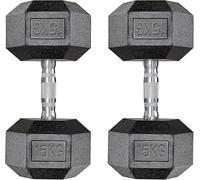 LIFERUN 1x20kg/1x25kg/ 2x10kg/2x15kg/2x20kg/2x25kg Rubber Dumbbell, Hex Dumbbells Coated Cast Iron Weight Sets, with Knurled Handles Anti-Rolling for Home Gym, Strength Training, Weight Lifting