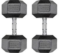 LIFERUN 1x20kg/1x25kg/ 2x10kg/2x15kg/2x20kg/2x25kg Rubber Dumbbell, Hex Dumbbells Coated Cast Iron Weight Sets, with Knurled Handles for Home Gym, Strength Training, Weight Lifting (Set of 2)