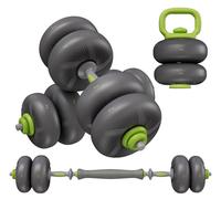LIFERUN 4 in 1 Adjustable Dumbbell, Barbell, Kettlebells, Push up Stand Set, 20KG 25KG Home Gym Weight Lifting Set, PVC Fitness Equipment, Non-Slip, Space-Saving, Suitable Men/Women (Green, 20kg)
