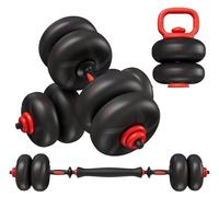 LIFERUN 4 in 1 Adjustable Dumbbell, Barbell, Kettlebells, Push up Stand Set, 20KG 25KG Home Gym Weight Lifting Set, PVC Fitness Equipment, Non-Slip, Space-Saving, Suitable Men/Women (Red, 25kg)