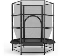 LIFERUN 55" Kids Trampoline, Indoor/Outdoor With Safety Enclosure, Floor Protection Net, Reinforced Steel Frame, Toddler Trampoline for Age 3-10Years