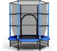LIFERUN 55" Kids Trampoline, Indoor/Outdoor With Safety Enclosure, Floor Protection Net, Reinforced Steel Frame, Toddler Trampoline for Age 3-10Years