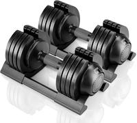 LIFERUN Adjustable Dumbbells Set 10KG/20KG/24KG, 5-in-1 Weight Set with 1-Second Weight Adjustment, Safety Locking Mechanism & Non-Slip Handle, Strong Grip Workouts & Strength Training for Home, Gym