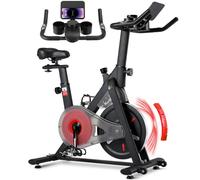 LIFERUN Exercise Bike for Home, Quiet Indoor Cycling Bike Professional with Tablet Holder & LCD Display,0-100% Resistance Spin Bike, Suitable for Teenagers, Females and Males (Red)