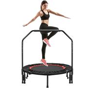 LIFERUN Fitness Trampoline Indoor Diameter 101 cm, Load Capacity 150 kg, Workout Rebounder, with 3 Adjustable Handle Levels, Mini Trampoline for Adults, Red