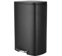 LIFERUN Trash Can 50L, Stainless Steel Pedal Bin, Soft-Close Pedal Bin, Large Waste Bin with Lid, Removable Inner Bucket, Odor Isolation, for Kitchen, Bathroom, Office, Black