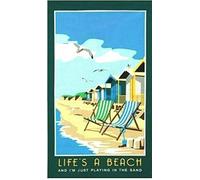 Life's A Beach Tea Towel Souvenir Beach Huts Cotton Coastal Scenes Seaside