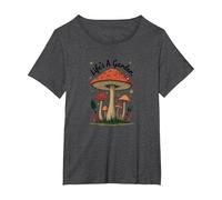 Life's A Garden Whimsical Mushroom Nature Lover Gift T-Shirt, Women's Plus, Dark Heather Grey, 6X