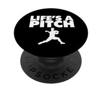 Life's a Pitch Funny Baseball Pitcher Life's a Pitch PopSockets Adhesive PopGrip