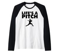 Life's a Pitch Funny Baseball Pitcher Life's a Pitch Raglan Baseball Tee