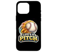Life's A Pitch Funny Baseball Pitcher Player Coach Fan Pun Case for iPhone 16 Pro Max