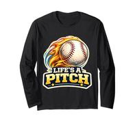 Life's A Pitch Funny Baseball Pitcher Player Coach Fan Pun Long Sleeve T-Shirt