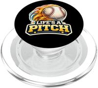 Life's A Pitch Funny Baseball Pitcher Player Coach Fan Pun PopSockets PopGrip for MagSafe