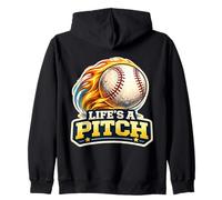 Life's A Pitch Funny Baseball Pitcher Player Coach Fan Pun Zip Hoodie