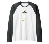 Life's A Witch and Then You Fly Magical Halloween Quote Raglan Baseball Tee, Men, Dark Heather/White, XL