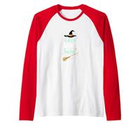 Life's A Witch and Then You Fly Magical Halloween Quote Raglan Baseball Tee, Men, Red/White, M