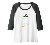 Life's A Witch and Then You Fly Magical Halloween Quote Raglan Baseball Tee, Women, Dark Heather/White, XL