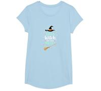 Life's A Witch and Then You Fly Magical Halloween Quote T-Shirt, Girls, Baby Blue, Medium