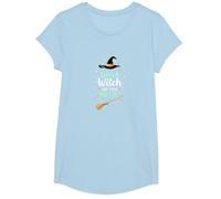Life's A Witch and Then You Fly Magical Halloween Quote T-Shirt, Girls, Baby Blue, XS