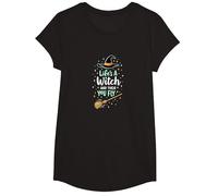 Life's A Witch and Then You Fly Magical Halloween Quote T-Shirt, Girls, Black, Medium