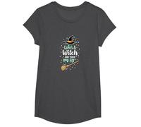 Life's A Witch and Then You Fly Magical Halloween Quote T-Shirt, Girls, Dark Heather Grey, XS