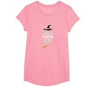 Life's A Witch and Then You Fly Magical Halloween Quote T-Shirt, Girls, Pink, Medium