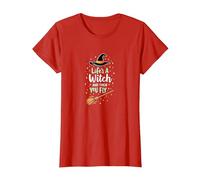 Life's A Witch and Then You Fly Magical Halloween Quote T-Shirt, Women, Red, 3XL