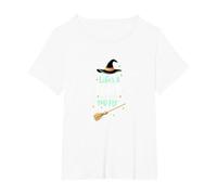 Life's A Witch and Then You Fly Magical Halloween Quote T-Shirt, Women's Plus, White, 4X