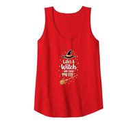 Life's A Witch and Then You Fly Magical Halloween Quote Tank Top, Women, Red, L