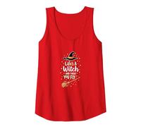 Life's A Witch and Then You Fly Magical Halloween Quote Tank Top, Women, Red, M