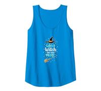 Life's A Witch and Then You Fly Magical Halloween Quote Tank Top, Women, Sapphire, M