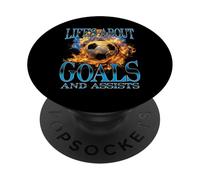 Life's About Goals and Assists Soccer Ball Bootleg PopSockets Adhesive PopGrip