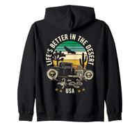 Life's Better in the Desert USA Hotrod Retro Style Design Zip Hoodie