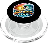 Life's Better When You Surf Surfer Surfing Surfboard Quote PopSockets PopGrip for MagSafe