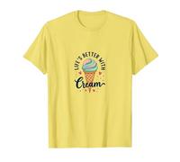 Life's Better with Cream Ice Cone Sweet Treat T-Shirt, Men, Lemon, 3XL