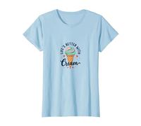 Life's Better with Cream Ice Cone Sweet Treat T-Shirt, Women, Baby Blue, 3XL