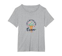 Life's Better with Cream Ice Cone Sweet Treat T-Shirt, Women's Plus, Heather Grey, 3X