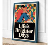 Life's Brighter Days Art Deco Canvas Wall Art Print 18x12 Inch (46 x 30 cm)