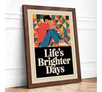 Life's Brighter Days Art Deco Framed Wall Art Print A1 (84.1×59.4cm) Walnut, Wall Decor for Living Room, Bedroom, Office & Home, Ready to Hang, Art Gift