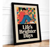Life's Brighter Days Art Deco Framed Wall Art Print A3 (42×29.7cm) Black, Wall Decor for Living Room, Bedroom, Office & Home, Ready to Hang, Art Gift