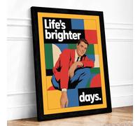 Life's Brighter Days Retro Framed Wall Art Print A2 (59.4×42cm) Black, Wall Decor for Living Room, Bedroom, Office & Home, Ready to Hang, Art Gift