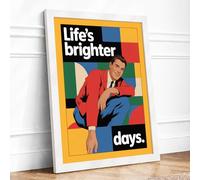 Life's Brighter Days Retro Framed Wall Art Print A3 (42×29.7cm) White, Wall Decor for Living Room, Bedroom, Office & Home, Ready to Hang, Art Gift