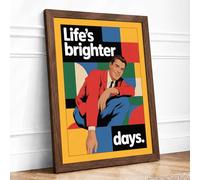 Life's Brighter Days Retro Framed Wall Art Print A4 (29.7×21cm) Walnut, Wall Decor for Living Room, Bedroom, Office & Home, Ready to Hang, Art Gift